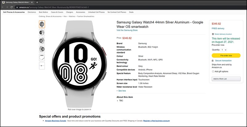 Samsung Galaxy Watch 4 lộ ngày ra mắt trên Amazon